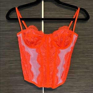 Urban Outfitters Bright Orange Lace Corset